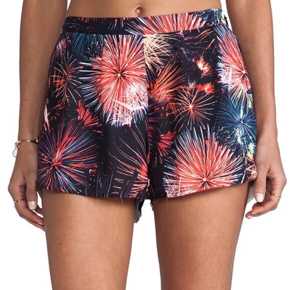 Lovers + Friends Firework Print Shorts - Black and Red